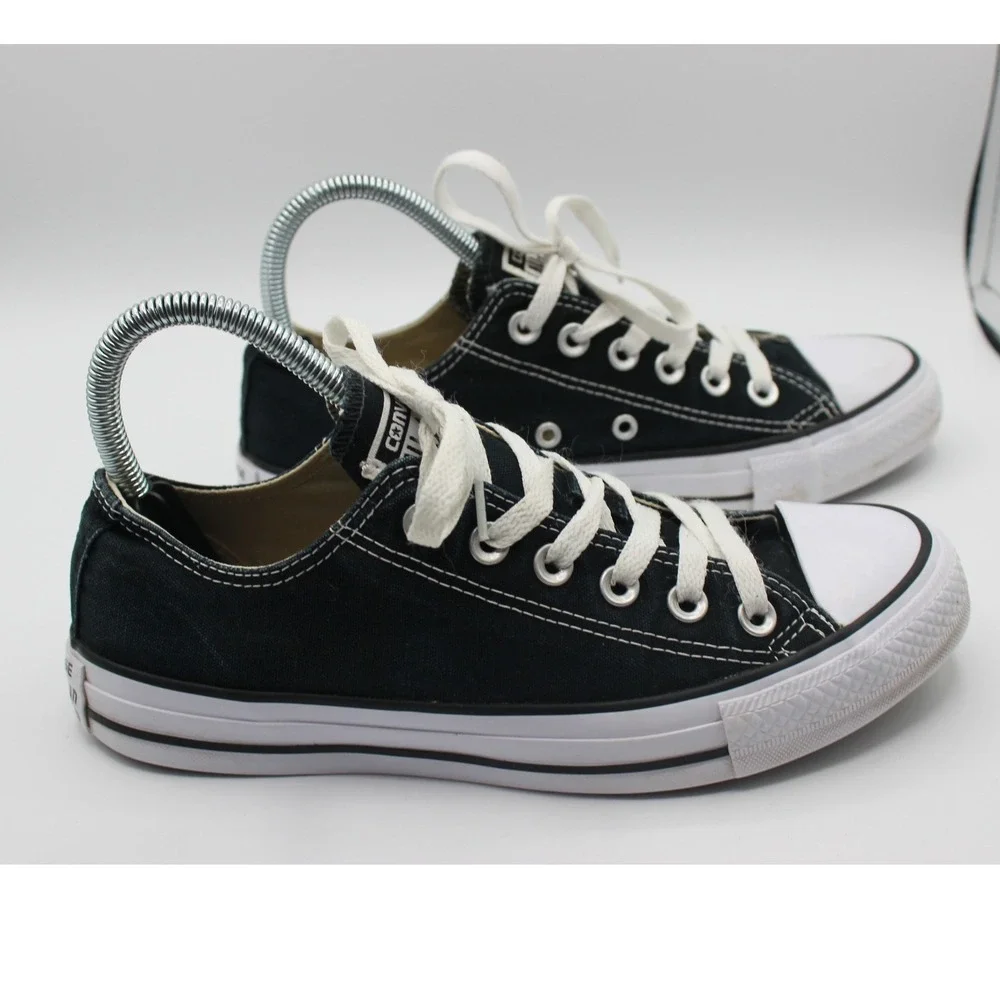 Converse Chuck Taylor All Star Low Top Black Canvas Sneakers Mens 6 Womens 8 - Picture 3 of 7
